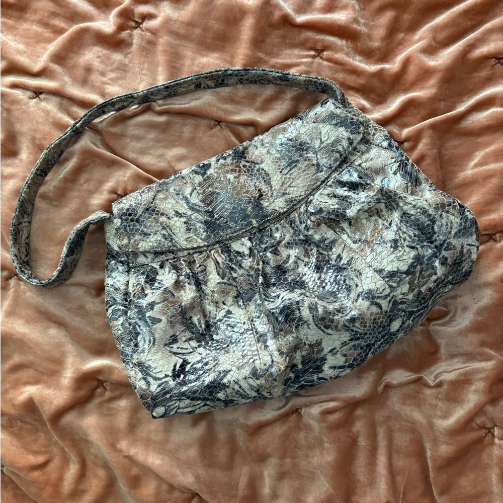 Hobo Handbag Python Floral Metallic Contemporary … - image 2